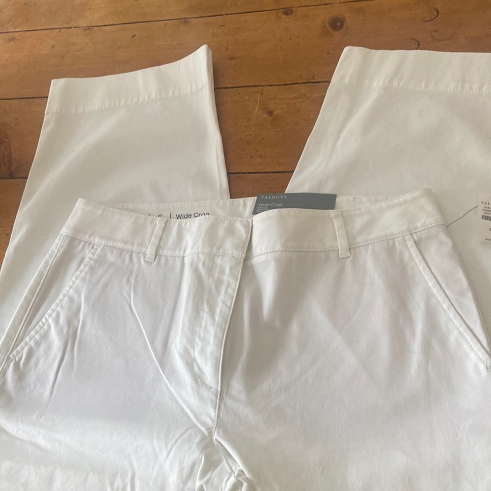 NWT White Talbots wide crop pants